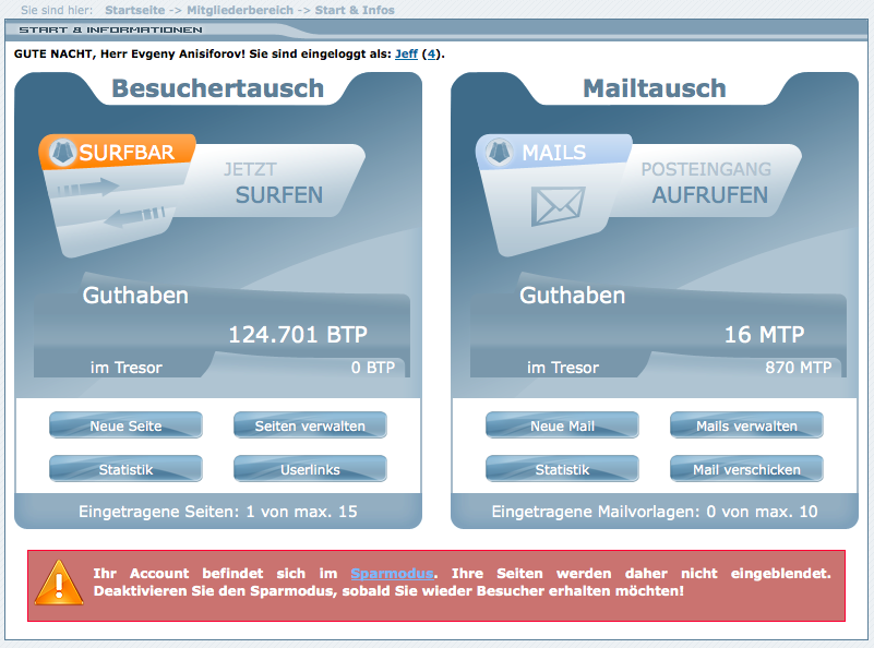 Start und Infos Bereich Start und Infos Bereich