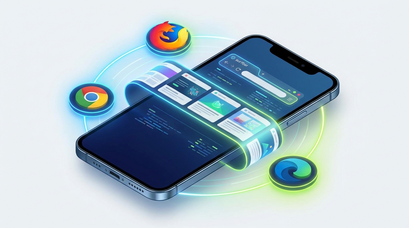 eBesucher Surfbar auf dem Smartphone mit verschiedenen mobilen Browsern