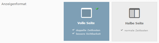Anzeigenformat festlegen