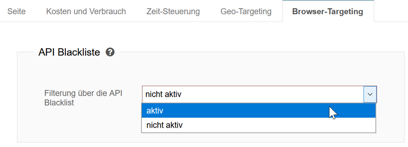 API blacklist aktivieren