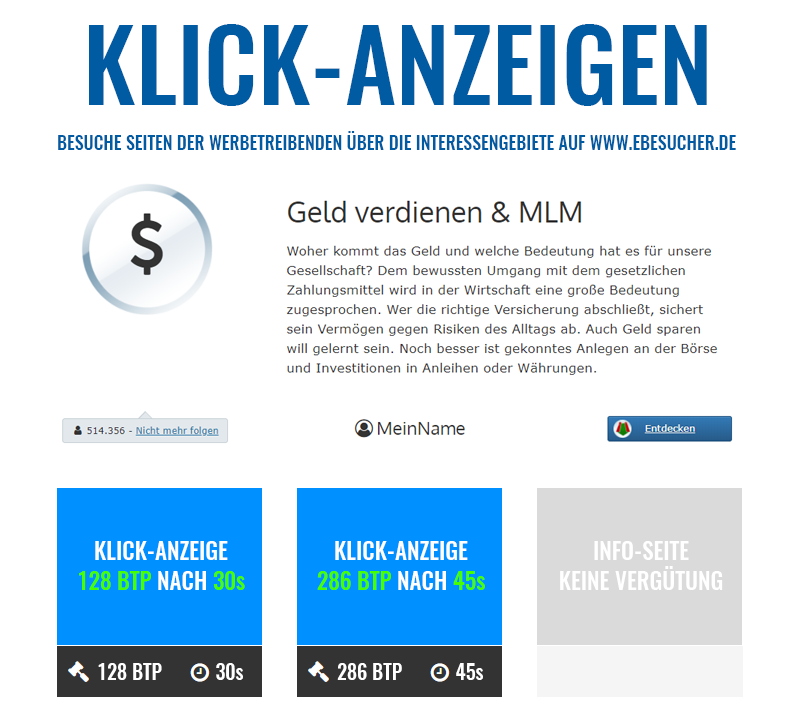 Klick-Anzeige auf eBesucher