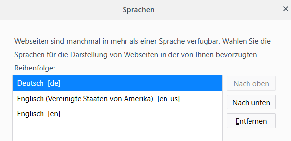 Browser Sprache in Firefox