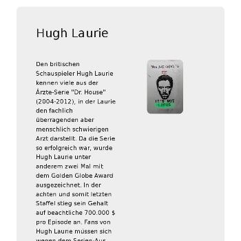 Hugh Laurie - Medien & Nachrichten