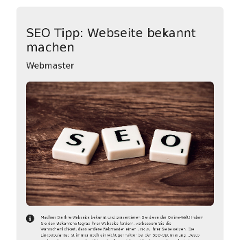 SEO Tipp: Webseite bekannt machen - Webmaster & Homepages